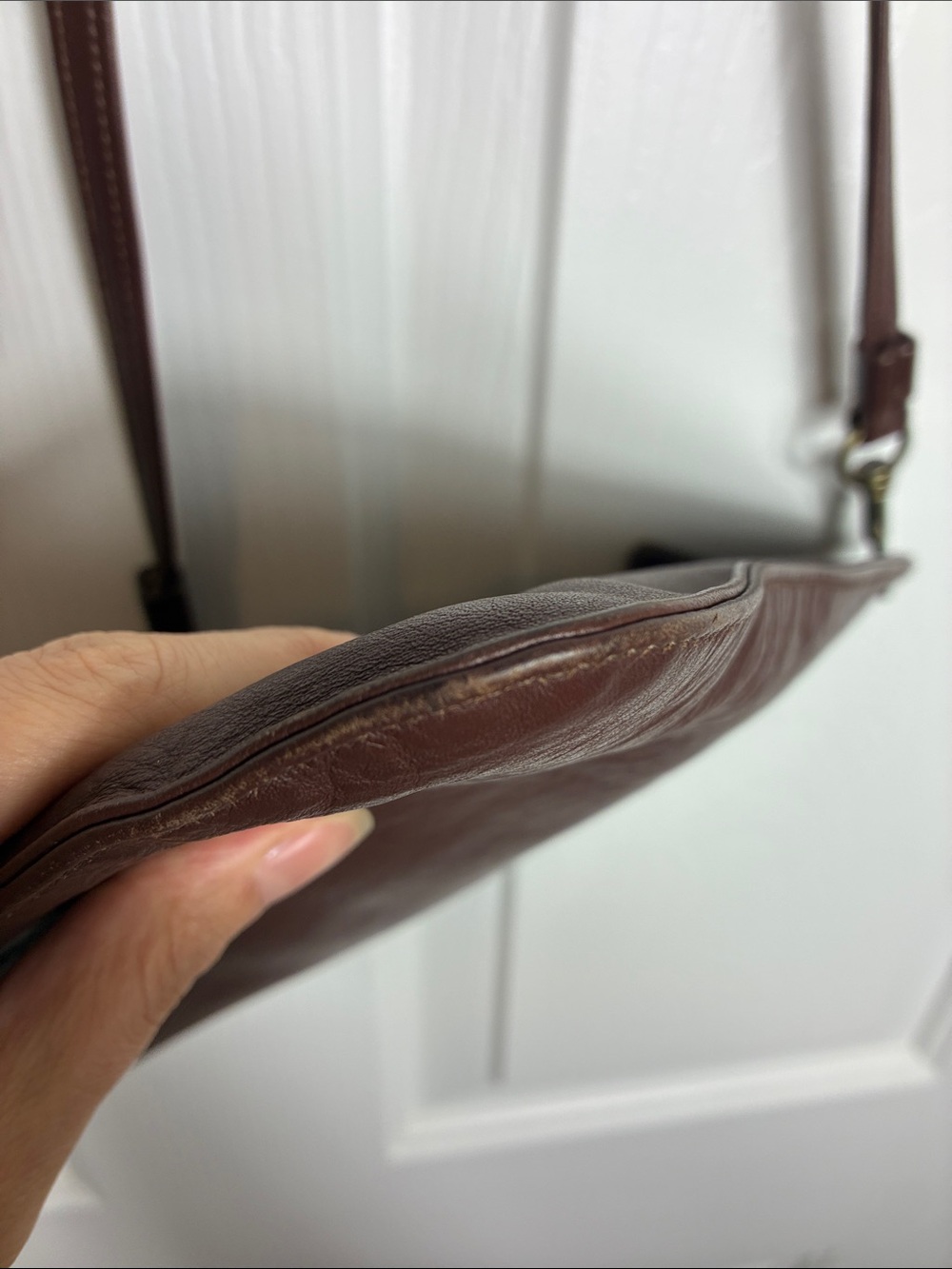 Eileen Fisher Brown/ Oxblood Leather Messenger Crossbody - Picture 10 of 12